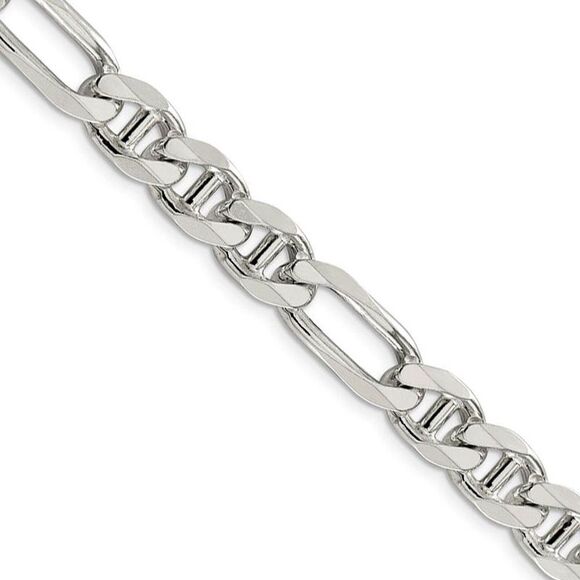 Mens 8.75mm Sterling Silver Solid Figaro Anchor Chain Necklace 22in